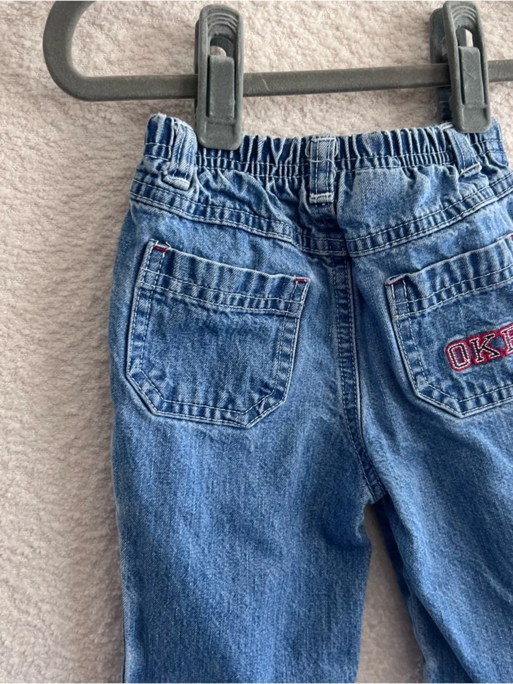 Osh Kosh B’Gosh Vintage Retro Baby Blue Denim Embroidered Jeans‎ Size 3-6 Months